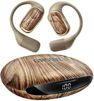 Ear Plus True Wireless Headphones with Battery Display - Designed & Engineered in the USA - Multi-Point Pairing Bluetooth Open Ear Earbuds Compatible with Apple & Android - Wood Grain Ear Plus True Wireless Headphones with Battery Display - Designed & Engineered in the USA - Multi-Point Pairing Bluetooth Open Ear Earbuds Compatible with Apple & Android - Wood Grain