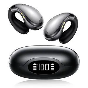 Clip on Open Ear Earbuds Wireless Bluetooth with Real-Time AI Translator, 50H Playtime Bone Conduction Headphones for Travel, Meetings, Running (Black) Clip on Open Ear Earbuds Wireless Bluetooth with Real-Time AI Translator, 50H Playtime Bone Conduction Headphones for Travel, Meetings, Running (Black)