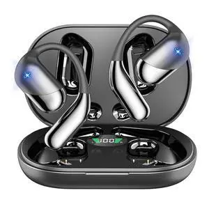 Open Ear Clip Wireless Earbuds Bone Conduction Headphones, Bluetooth Built-in Mic, Waterproof, LED Display Charging Case,Ear Hooks Ear Buds, Ultra-Comfort Design for Running/walking/office/workout Open Ear Clip Wireless Earbuds Bone Conduction Headphones, Bluetooth Built-in Mic, Waterproof, LED Display Charging Case,Ear Hooks Ear Buds, Ultra-Comfort Design for Running/walking/office/workout