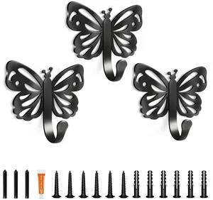Butterfly Design Metal Hook for Both Screw Mounting and Strong Adhesive Butterfly Design Metal Hook for Both Screw Mounting and Strong Adhesive