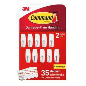 Medium Wire Hook, 35 Wall Hooks with 40 Strips, Organize Damage-Free Medium Wire Hook, 35 Wall Hooks with 40 Strips, Organize Damage-Free