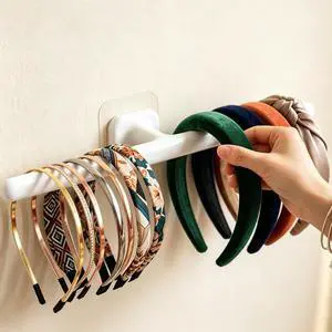 Self Adhesive Scrunchie Holder Wall Mounted, Headband Holder Hair Accessory Organizer for Bathroom, No Drilling Wall Hanging Storage Hook for Jewelry Hair Ties, Clips, Hairbands, White(1pcs Long Bar) Self Adhesive Scrunchie Holder Wall Mounted, Headband Holder Hair Accessory Organizer for Bathroom, No Drilling Wall Hanging Storage Hook for Jewelry Hair Ties, Clips, Hairbands, White(1pcs Long Bar)