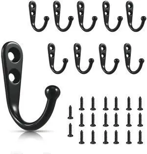 Black Wall Mounted Coat Hooks, Rustproof Metal Hooks for Hanging with ScrewsPerfect for Bathroom, Kitchen, Hat, Towel, Keys, Bag. Versatile and Convenient Wall Hooks (10 Pack) Black Wall Mounted Coat Hooks, Rustproof Metal Hooks for Hanging with ScrewsPerfect for Bathroom, Kitchen, Hat, Towel, Keys, Bag. Versatile and Convenient Wall Hooks (10 Pack)