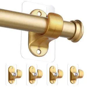 Pack No Drill Curtain Rod Holders, Self Adhesive Curtain Rod Brackets, No Drilling, No Nail Heavy Duty Stick on Rod Hooks Bedroom, Bathroom, Livingroom, Kitchen (Gold) Pack No Drill Curtain Rod Holders, Self Adhesive Curtain Rod Brackets, No Drilling, No Nail Heavy Duty Stick on Rod Hooks Bedroom, Bathroom, Livingroom, Kitchen (Gold)