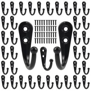 Wall Hooks for Hanging, 40 Pack Black Small Coat Hooks with 80 Screws, Heavy Duty Single Prong Wall Hooks for Keys, Cups,Towels,Bag and More Wall Hooks for Hanging, 40 Pack Black Small Coat Hooks with 80 Screws, Heavy Duty Single Prong Wall Hooks for Keys, Cups,Towels,Bag and More