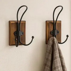 Rustic Wood Wall Hooks - Wall Mounted or Adhesive Coat Rack for Bathroom Towels Robes - Farmhouse Modern Decorative Entryway Hangers for Hats Keys Purses Bags, Brown Rustic Wood Wall Hooks - Wall Mounted or Adhesive Coat Rack for Bathroom Towels Robes - Farmhouse Modern Decorative Entryway Hangers for Hats Keys Purses Bags, Brown