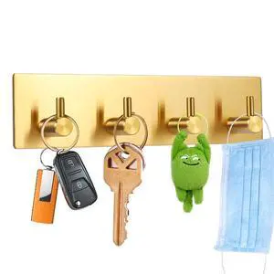 Key Holder for Christmas Wall Decorative, Adhesive Stainless Steel Key Hooks, Key Hanger Key Organizer Towel Hook Coat Hanger for Entryway Hallway Kitchen (Four Rows, Golden 1 PC) Key Holder for Christmas Wall Decorative, Adhesive Stainless Steel Key Hooks, Key Hanger Key Organizer Towel Hook Coat Hanger for Entryway Hallway Kitchen (Four Rows, Golden 1 PC)