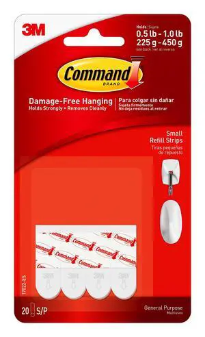 Small Refill Adhesive Strips, Damage Free Hanging Wall Adhesive Strips for Small Indoor Wall Hooks, No Tools Removable Adhesive Strips for Living Spaces, 20 White Command Strips Small Refill Adhesive Strips, Damage Free Hanging Wall Adhesive Strips for Small Indoor Wall Hooks, No Tools Removable Adhesive Strips for Living Spaces, 20 White Command Strips