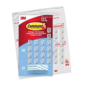 Clear Indoor Mini Wall Hooks, 30 Hooks, 32 Strips, Damage-Free Hanging and Decorating for Home, Room, Wall, Office, and Dorm Decor, Holds up to 0.5 lb Clear Indoor Mini Wall Hooks, 30 Hooks, 32 Strips, Damage-Free Hanging and Decorating for Home, Room, Wall, Office, and Dorm Decor, Holds up to 0.5 lb