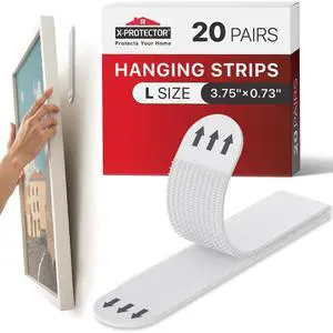 Picture Hanging Strips - 20 Pairs Damage Free Picture Hangers - Self Adhesive Hangers Without Nails - Heavy Duty Wall Hanging Strips - Wall Sticky for Hanging Up to 20 LBS (Size L) Picture Hanging Strips - 20 Pairs Damage Free Picture Hangers - Self Adhesive Hangers Without Nails - Heavy Duty Wall Hanging Strips - Wall Sticky for Hanging Up to 20 LBS (Size L)