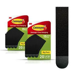 Large Picture Hanging Strips 40 Pairs, (80 Command Strips) Damage Free Hanging Picture Hangers, No Tools Great for Home Decor, Black Adhesive Large Picture Hanging Strips 40 Pairs, (80 Command Strips) Damage Free Hanging Picture Hangers, No Tools Great for Home Decor, Black Adhesive