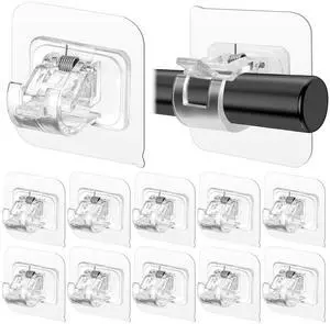 Pack Self Adhesive Curtain Rod Holder, No Drill Curtain Rod Brackets, Nail Free Adjustable Curtain Rod Hooks, Curtain Rods No Drilling for Windows Home Kitchen Bedroom Hotel (Transparent) Pack Self Adhesive Curtain Rod Holder, No Drill Curtain Rod Brackets, Nail Free Adjustable Curtain Rod Hooks, Curtain Rods No Drilling for Windows Home Kitchen Bedroom Hotel (Transparent)