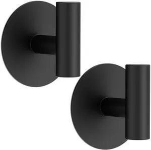 Wall Towel Hooks, Adhesive Hooks for Coat Waterproof Shower Hooks, Sticky Hanger Hook for Hanging Coat, Clothes, Robe, Towel Hooks for Bathroom Glass Window - 2 Pack, Black Wall Towel Hooks, Adhesive Hooks for Coat Waterproof Shower Hooks, Sticky Hanger Hook for Hanging Coat, Clothes, Robe, Towel Hooks for Bathroom Glass Window - 2 Pack, Black