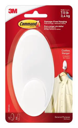 Clothes Hanger, Holds up to 7.5 lb, Sized for 3 Plastic Hangers or 7 Metal Hangers, 1 Wall Hook and 2 Strips, Extra Storage for Laundry Room, Bedroom and Closet Clothes Hanger, Holds up to 7.5 lb, Sized for 3 Plastic Hangers or 7 Metal Hangers, 1 Wall Hook and 2 Strips, Extra Storage for Laundry Room, Bedroom and Closet