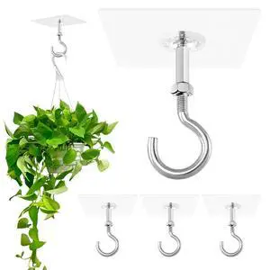 Adhesive Ceiling Hooks, 11lbs Heavy Duty Ceiling Hooks for Hanging Plants, No Drilling Wall Hook Sticky Hanger for Hanging Lights, Wind Chimes, Lantern Adhesive Ceiling Hooks, 11lbs Heavy Duty Ceiling Hooks for Hanging Plants, No Drilling Wall Hook Sticky Hanger for Hanging Lights, Wind Chimes, Lantern