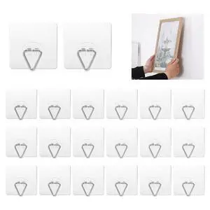 Wall Plate Hangers for Display - 20 Pack Invisible Adhesive Picture Hanger Holders for Wall - Ideal for Hanging Large Decorative Plates, Paintings, Artwork - 2.8 inch Wall Plate Hangers for Display - 20 Pack Invisible Adhesive Picture Hanger Holders for Wall - Ideal for Hanging Large Decorative Plates, Paintings, Artwork - 2.8 inch