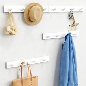 White Coat Hooks Wall Mount for Hanging 4 Pack, 16 Inch Wood Entryway Coat Rack Wall Mounted Heavy Duty, Modern Large Wall Hooks for Hats Kids Clothes Bags Purses Caps Closet - 16 Hooks White Coat Hooks Wall Mount for Hanging 4 Pack, 16 Inch Wood Entryway Coat Rack Wall Mounted Heavy Duty, Modern Large Wall Hooks for Hats Kids Clothes Bags Purses Caps Closet - 16 Hooks