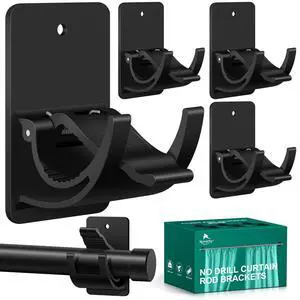No Drill Curtain Rod Brackets, 4 PCS Self Adhesive Curtain Hooks 20lb, Nail Free Adjustable Curtain Rod Holders Rental Friendly for Apartment, Kitchen, Bathroom, Dorm Living Room No Drill Curtain Rod Brackets, 4 PCS Self Adhesive Curtain Hooks 20lb, Nail Free Adjustable Curtain Rod Holders Rental Friendly for Apartment, Kitchen, Bathroom, Dorm Living Room