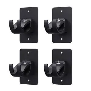 4 Pieces Self Adhesive Curtain Rod Bracket, Universal Plastic Curtain Rod Holders, No Drill Curtain Rod Brackets Curtain Rod Hooks for Bathroom, Bedroom, Livingroom, Kitchen (Black) 4 Pieces Self Adhesive Curtain Rod Bracket, Universal Plastic Curtain Rod Holders, No Drill Curtain Rod Brackets Curtain Rod Hooks for Bathroom, Bedroom, Livingroom, Kitchen (Black)