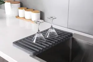 Self-Draining 2 in 1 Silicone Drying Mat and Trivet by Modern Joe's. Premium Space Saving Dish and Glassware Silicone Mat. Made from Food-grade, Dish Washer Safe and Heat Resistant (Gray) Self-Draining 2 in 1 Silicone Drying Mat and Trivet by Modern Joe's. Premium Space Saving Dish and Glassware Silicone Mat. Made from Food-grade, Dish Washer Safe and Heat Resistant (Gray)