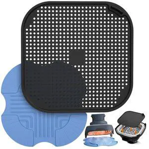 2-PCS Air Fryer Heat Resistant Mat & Splatter Shield for Ninja Crispi Air Fryers,Silicone Heat Mat & Splatter Guard for Ninja Crispi Accessories Splashes and Portable Kitchen -&Black (Sky Blue) 2-PCS Air Fryer Heat Resistant Mat & Splatter Shield for Ninja Crispi Air Fryers,Silicone Heat Mat & Splatter Guard for Ninja Crispi Accessories Splashes and Portable Kitchen -&Black (Sky Blue)