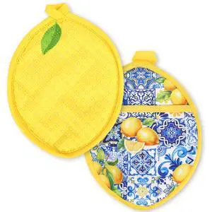 Yellow Lemon Pot Holders Heat Resistant Cotton Hot Pad Non-Slip Potholder Oven Mitt Blue Porcelain Floral Trivet Mat for Kitchen Cooking Baking, 7" x 9" Yellow Lemon Pot Holders Heat Resistant Cotton Hot Pad Non-Slip Potholder Oven Mitt Blue Porcelain Floral Trivet Mat for Kitchen Cooking Baking, 7" x 9"