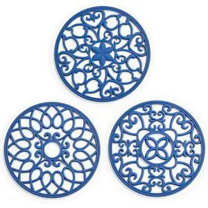 Set Silicone Trivet Mats for Hot Dishes Pots Pans (Navy Blue) Set Silicone Trivet Mats for Hot Dishes Pots Pans (Navy Blue)
