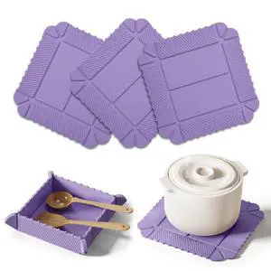 Magnetic Silicone Trivets for Hot Dishes, 3 Pack Kitchen Trivets for Hot Pots & Pans, 464°F Heat Resistant Mats for Countertops, Non-Slip Hot Pads & Potholders for Oven, Table (Purple) Magnetic Silicone Trivets for Hot Dishes, 3 Pack Kitchen Trivets for Hot Pots & Pans, 464°F Heat Resistant Mats for Countertops, Non-Slip Hot Pads & Potholders for Oven, Table (Purple)