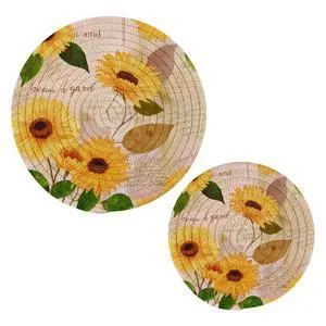 Yellow Watercolor Sunflowers Trivet Pot Holder - Round Woven Potholders Set - Cotton Braided Hot Pads - Coasters - Table Mats for Cooking and Baking Yellow Watercolor Sunflowers Trivet Pot Holder - Round Woven Potholders Set - Cotton Braided Hot Pads - Coasters - Table Mats for Cooking and Baking