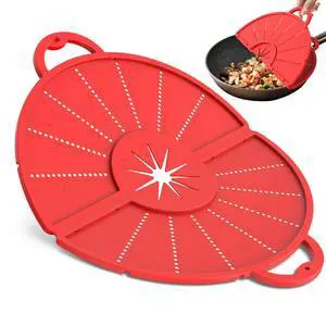 Silicone Splatter Screen for Frying Pan, Foldable Splash Guard, Multi-Use Grease Splatter Guard,Heat-Resistant Trivet Mat, 12" Non-Stick Oil Splatter Guard, Dishwasher Safe, BPA Free-red Silicone Splatter Screen for Frying Pan, Foldable Splash Guard, Multi-Use Grease Splatter Guard,Heat-Resistant Trivet Mat, 12" Non-Stick Oil Splatter Guard, Dishwasher Safe, BPA Free-red