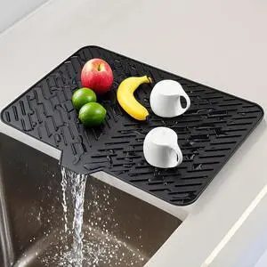 Silicone Dish Drying Mat 23x17,Food-Grade Silicone,Easy Clean Pad for Countertop Protection,Heat Resistant,Easy Clean,Non-Slip Drain Pad with Built-in Drain,Multi-Functional Use,Black Silicone Dish Drying Mat 23x17,Food-Grade Silicone,Easy Clean Pad for Countertop Protection,Heat Resistant,Easy Clean,Non-Slip Drain Pad with Built-in Drain,Multi-Functional Use,Black