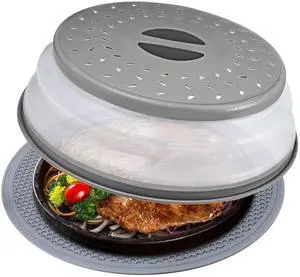 Microwave Cover for Food and Silicone Mat Collapsible Microwave Splatter Cover, Microwave Plate & Dish Cover with Easy Grip Handle, BPA-Free, 10.5 Cover&12.2 Mat, Dishwasher Safe (Grey) Microwave Cover for Food and Silicone Mat Collapsible Microwave Splatter Cover, Microwave Plate & Dish Cover with Easy Grip Handle, BPA-Free, 10.5 Cover&12.2 Mat, Dishwasher Safe (Grey)