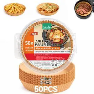 Air Fryer Liners Disposable, Round Non-Stick Oil Proof Parchment Paper for Air Fryer Basket, Pre-Cut Bowl Shape Unbleached Food Grade for Oven Microwave Steamer (6.3 inch-50 pack) Air Fryer Liners Disposable, Round Non-Stick Oil Proof Parchment Paper for Air Fryer Basket, Pre-Cut Bowl Shape Unbleached Food Grade for Oven Microwave Steamer (6.3 inch-50 pack)