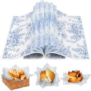 Blue Floral Wax Paper Sheets for Food,Chinoiserie Flower Greaseproof Wrapping Tissue Deli Parchment Baking Paper for Cookies Picnic Sandwich Liners Kicthen Supplies(8.66 x 9.84 Inch) Blue Floral Wax Paper Sheets for Food,Chinoiserie Flower Greaseproof Wrapping Tissue Deli Parchment Baking Paper for Cookies Picnic Sandwich Liners Kicthen Supplies(8.66 x 9.84 Inch)