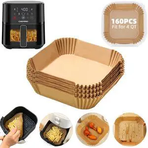 Air Fryer Liners Disposable 4QT for CHEFMAN Air Fryer,160PCS Square Air Fryer Parchment Paper Liners for 4QT Air fryer,Non-Stick Waterproof Airfryer Liners Air Fryer Liners Disposable 4QT for CHEFMAN Air Fryer,160PCS Square Air Fryer Parchment Paper Liners for 4QT Air fryer,Non-Stick Waterproof Airfryer Liners