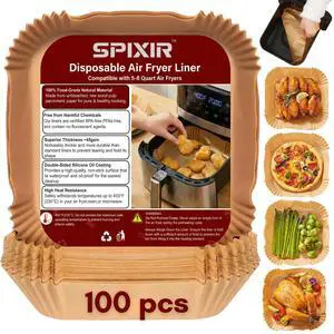Air Fryer Paper Liners, 100Pcs Air Fryer Liners Disposable 8" Square Heavy-Duty Parchment Paper for Air Fryer Basket 5-8 Qt. Non-Stick, Oil Proof, Unbleached Baking Liners for Oven & Microwave Air Fryer Paper Liners, 100Pcs Air Fryer Liners Disposable 8" Square Heavy-Duty Parchment Paper for Air Fryer Basket 5-8 Qt. Non-Stick, Oil Proof, Unbleached Baking Liners for Oven & Microwave