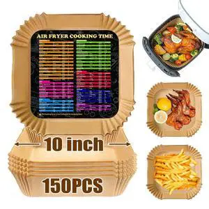 Air Fryer Liners 10 Inch, Square Airfryer Liners Large Air Fryer Parchment Paper Liners, Non-stick Air Fryer Disposable Paper Liners Oil Resistant, Waterproof for Baking Roasting, 150PCS Air Fryer Liners 10 Inch, Square Airfryer Liners Large Air Fryer Parchment Paper Liners, Non-stick Air Fryer Disposable Paper Liners Oil Resistant, Waterproof for Baking Roasting, 150PCS