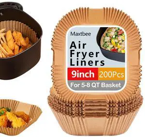 9 Inch Air Fryer Paper Liner Disposable, 200PCS Non-Stick, Oil-Proof & High-Temperature Resistant Square Baking Parchment Paper for Air Fryer, Microwave and OvenBottom Is 8 Inch 9 Inch Air Fryer Paper Liner Disposable, 200PCS Non-Stick, Oil-Proof & High-Temperature Resistant Square Baking Parchment Paper for Air Fryer, Microwave and OvenBottom Is 8 Inch