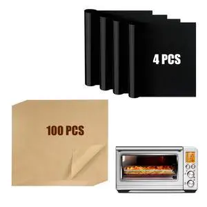 Air Fryer Liners Compatible with Breville BOV900BSS the Smart Oven Air Fryer Pro, 100 PCS Unbleached Parchment Paper Disposable with 4 PCS AirFryer Oven Liners Accessories for Breville Toaster Oven Air Fryer Liners Compatible with Breville BOV900BSS the Smart Oven Air Fryer Pro, 100 PCS Unbleached Parchment Paper Disposable with 4 PCS AirFryer Oven Liners Accessories for Breville Toaster Oven