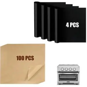 Air Fryer Liners Compatible with Cuisinart Air Fryer Cuisinart Convection Toaster Oven, 100 PCS Unbleached Baking Parchment Paper and 4 PCS Non-stick Mat Air Fryer Liners Compatible with Cuisinart Air Fryer Cuisinart Convection Toaster Oven, 100 PCS Unbleached Baking Parchment Paper and 4 PCS Non-stick Mat