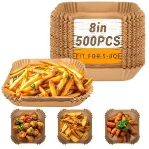 500Pcs Air Fryer Paper Liners, 8 Square Disposable Parchment Paper Liner for 5-8 QT Air Fryer, Non-Stick, Oil Proof Unbleached Airfryer for Baking, Roasting Microwave 500Pcs Air Fryer Paper Liners, 8 Square Disposable Parchment Paper Liner for 5-8 QT Air Fryer, Non-Stick, Oil Proof Unbleached Airfryer for Baking, Roasting Microwave