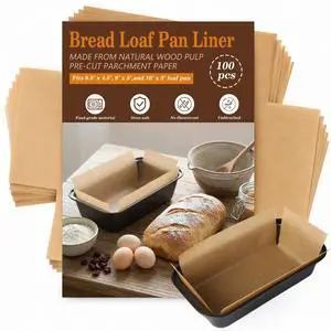 Loaf Pan Liners, 100Pcs Non-Stick Parchment Paper Bread Pan Liners for Baking Bread 9x5, 8.5x4.5 and 10x5 Inch Loaf Pan Loaf Pan Liners, 100Pcs Non-Stick Parchment Paper Bread Pan Liners for Baking Bread 9x5, 8.5x4.5 and 10x5 Inch Loaf Pan