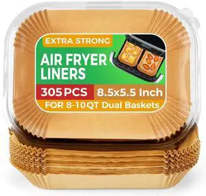 305 Pcs Air Fryer Liners for Bella Slim | Ninja DZ201 | Cosori Dual Air Fryer, Non Stick Rectangle Air Fryer Liners Disposable, Dual Airfryer Liners Parchment Paper Sheets 305 Pcs Air Fryer Liners for Bella Slim | Ninja DZ201 | Cosori Dual Air Fryer, Non Stick Rectangle Air Fryer Liners Disposable, Dual Airfryer Liners Parchment Paper Sheets