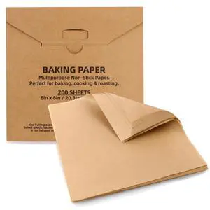 8x8 Inch Parchment Paper Sheets, Precut Unbleached Baking Paper, Non-Stick & Greaseproof Square Pan Liners for Cake Pan, Air Fryer, Baking - Natural Brown 8x8 Inch Parchment Paper Sheets, Precut Unbleached Baking Paper, Non-Stick & Greaseproof Square Pan Liners for Cake Pan, Air Fryer, Baking - Natural Brown