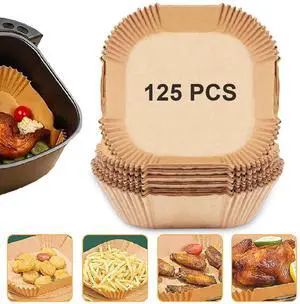 Air Fryer Paper Liners, 125PCS Non-stick Disposable Liners, Baking Paper for Air Fryer Oil-proof, Water-proof, Food Grade Parchment for Baking Roasting Microwave (8inch-Square) Air Fryer Paper Liners, 125PCS Non-stick Disposable Liners, Baking Paper for Air Fryer Oil-proof, Water-proof, Food Grade Parchment for Baking Roasting Microwave (8inch-Square)