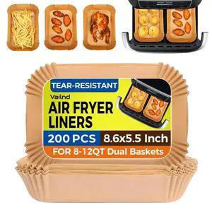 Rectangle Air Fryer Liners Disposable 200Pcs for Ninja & bella Slim Rectangle Air Fryer Liners Disposable 200Pcs for Ninja & bella Slim