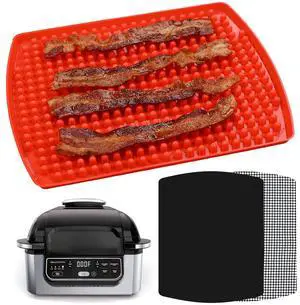 Air Fryer Reusable Liner Accessories for Ninja Foodi Grill 5-in-1 AG301, 4qt Ninja Foodi Accessories, Heat Resistant Liners, Food Safe, Easy Clean Silicone Mat by INFRAOVENS Air Fryer Reusable Liner Accessories for Ninja Foodi Grill 5-in-1 AG301, 4qt Ninja Foodi Accessories, Heat Resistant Liners, Food Safe, Easy Clean Silicone Mat by INFRAOVENS