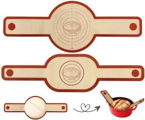 Silicone Bread Sling for Dutch Oven, 2 Pack Reusable Nonstick Sourdough Bread Liner with Long Handles for Oval and Round Loaves, Red Silicone Bread Sling for Dutch Oven, 2 Pack Reusable Nonstick Sourdough Bread Liner with Long Handles for Oval and Round Loaves, Red
