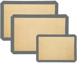 Silicone Baking Mat 3 Pack, Non-Stick Food Safe Reusable Baking Sheets, 2 Medium & 1 Small Sizes for Cookies Macarons Bread, (Gray) Silicone Baking Mat 3 Pack, Non-Stick Food Safe Reusable Baking Sheets, 2 Medium & 1 Small Sizes for Cookies Macarons Bread, (Gray)