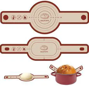 Silicone Bread Sling Oval and Round, 2 PCS NonstickReusable Bread Baking Mats, Easy-To-Clean Dutch Oven Liners, Sourdough Bread Baking Supplies (Oval and Round, Red) Silicone Bread Sling Oval and Round, 2 PCS NonstickReusable Bread Baking Mats, Easy-To-Clean Dutch Oven Liners, Sourdough Bread Baking Supplies (Oval and Round, Red)